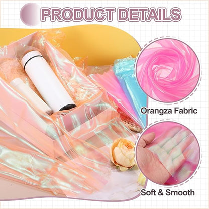 MECCANIXITY Iridescent Sheer Organza Fabric, 2 Yards x 59 Inches Solid Laser - Image 3