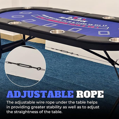 8 Player Poker Table with 2 Interchangeable Game mats, Texas Holdem Poker and - Image 7