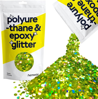 Hemway Glitter for Resin 100g Lime Green Holographic Metallic Crystals for by Hemway