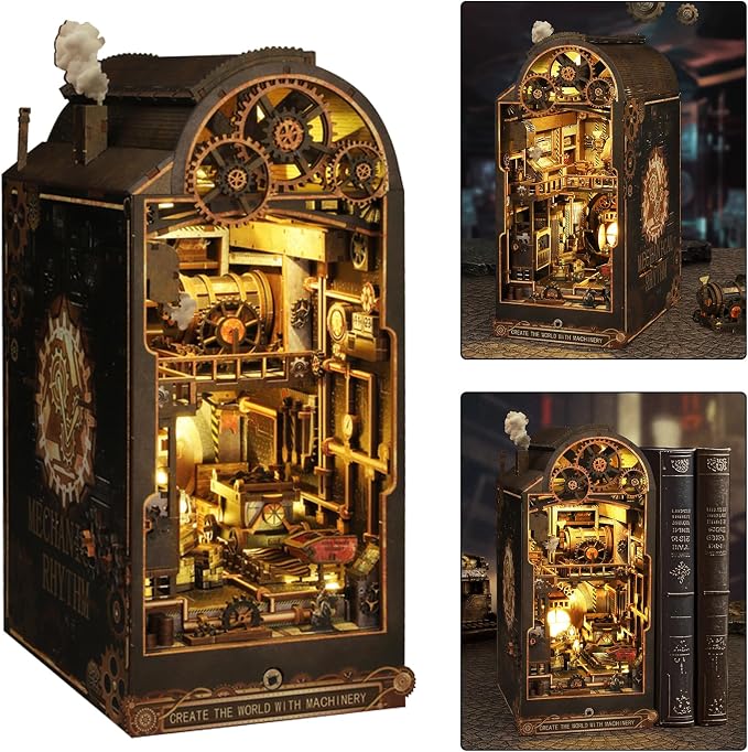 ISSEVE Book Nook Kit, 3D Wooden Puzzle DIY Miniature House Kit - Image 2