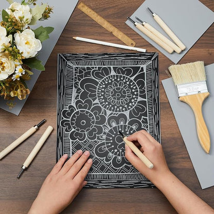 Yeaqee 8 Pcs Mixed Sizes Linoleum Block Rubber Carving Block Soft Linocut - Image 7