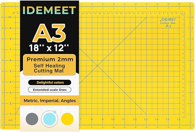 Premium Self Healing Cutting Mat 18'' x 12'', A3 Non-slip Sewing Mat by IDEMEET
