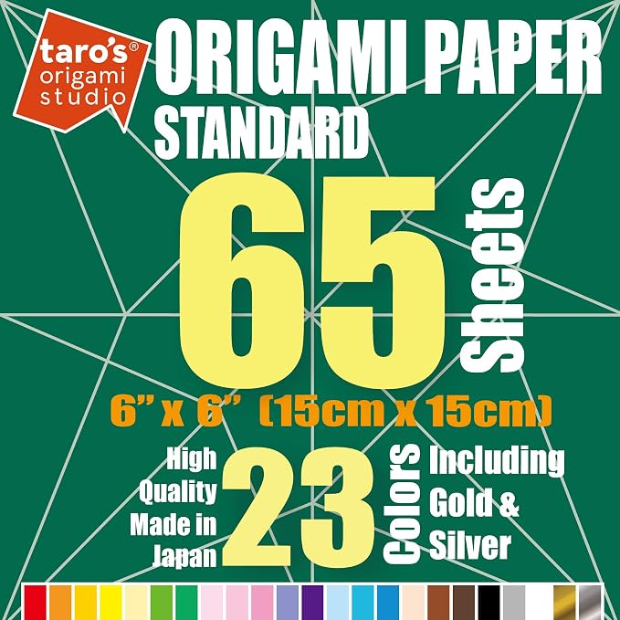 Standard 6 Inch One Sided 23 Colors 65 Sheets Square Easy Fold Premium Japanese - Image 2