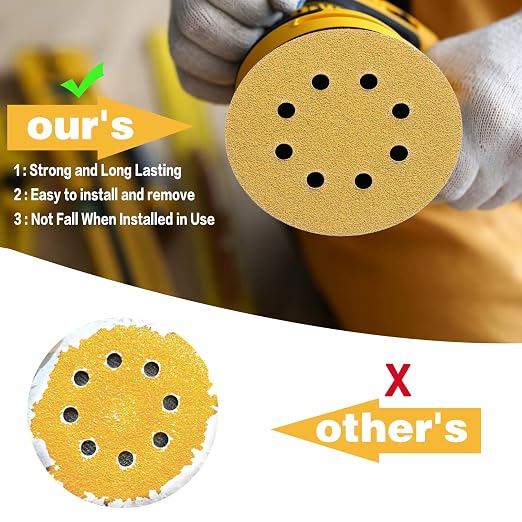 100PCS 5 Inch 8 Hole Sanding Discs 240 Grit - Image 7