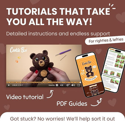 Cookie Box Crochet Kit for Beginners – Gift Set to Make Bear Bruno Amigurumi - Image 3