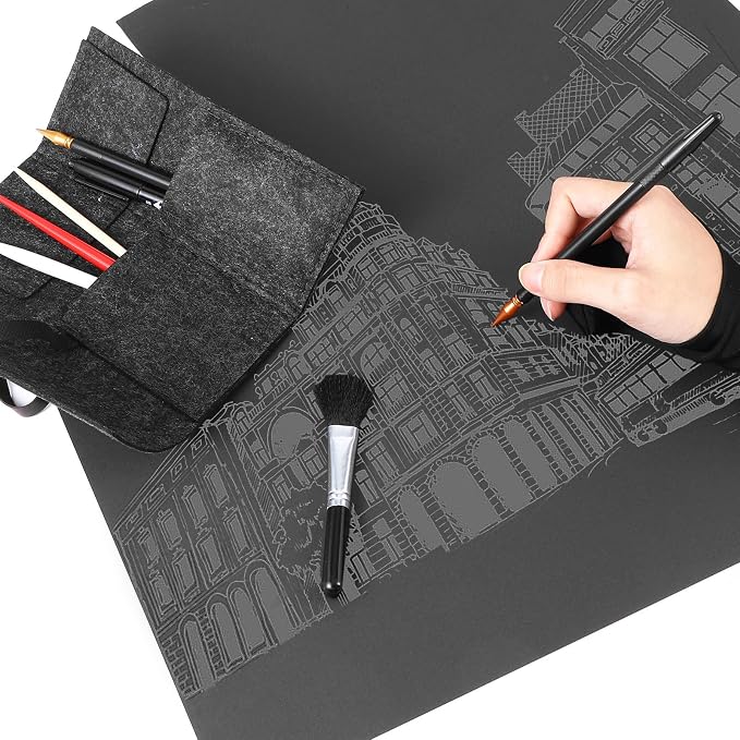 9Pcs Scratch Art Tools Set Including Artist Glove, Tool Bag, Scratch Coloring - Image 5