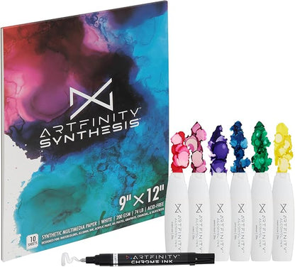 Alcohol Ink - Jewel Set, 7 Pieces | 10 Sheets 9x12 Multimedia Paper | by Artfinity