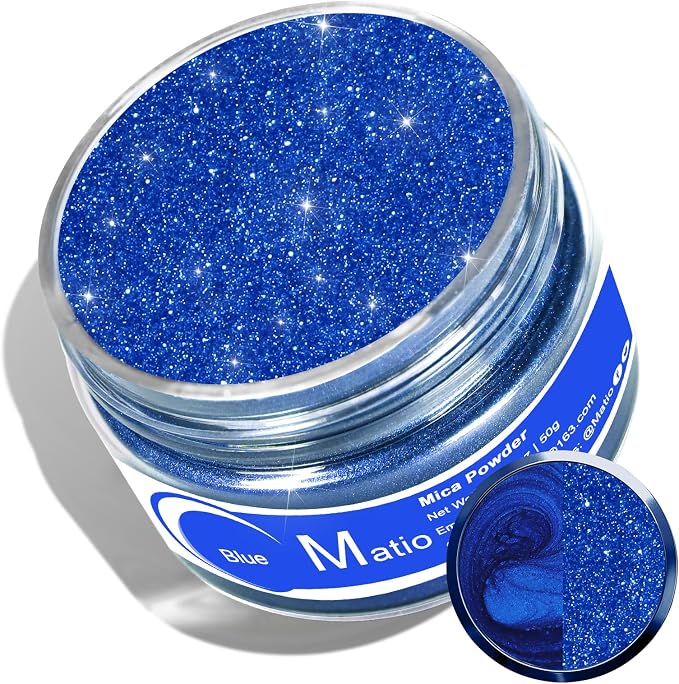 Matio Blue Mica Powder for Epoxy Resin, 1.8oz/ 50g Pearlescent Effect Mica by Matio