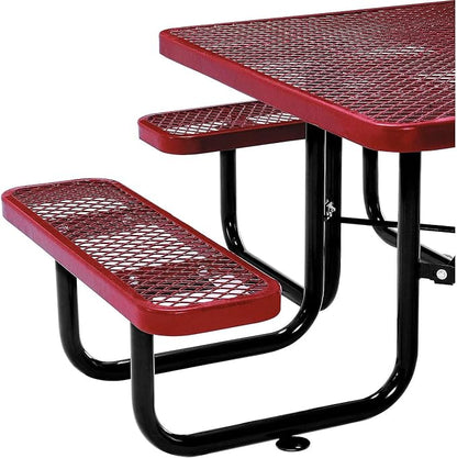 Global Industrial 46" Square Picnic Table, Expanded Metal, Attached Benches - Image 5