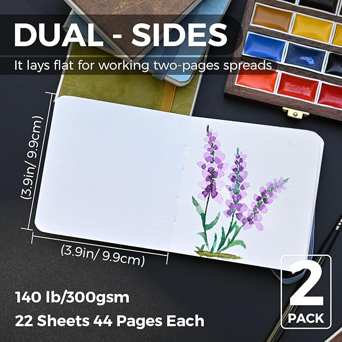 Funto Watercolor Journal 2-Pack, 44 Pages Each, Cold-Pressed 100% Cotton - Image 2