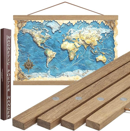 DACRI HOME 34 Inch Magnetic Poster Hanger Frame -Sturdy Teak Wood Poster Frame by DACRIHOME