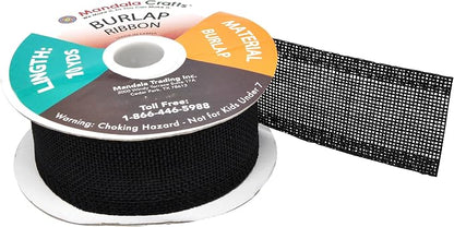 Mandala Crafts Black Burlap Ribbon 1.5 Inches Wide Jute Ribbons - Image 4