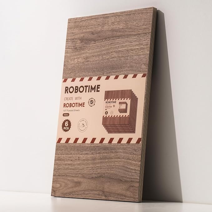 ROBOTIME 6Pcs 3mm Walnut Plywood, 1/8 Plywood Crafting Wood Sheets by ROBOTIMEBuildingThingstoLife