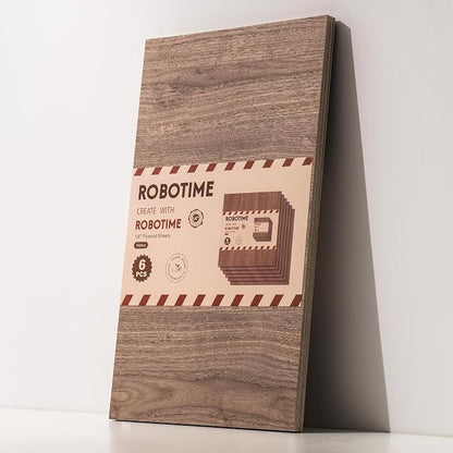 ROBOTIME 6Pcs 3mm Walnut Plywood, 1/8 Plywood Crafting Wood Sheets by ROBOTIMEBuildingThingstoLife