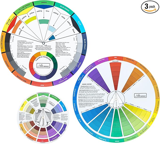 Mcbazel 3 Pieces Color Mixing Guides Wheel, Paint Mixing Learning Guide Art by Mcbazel