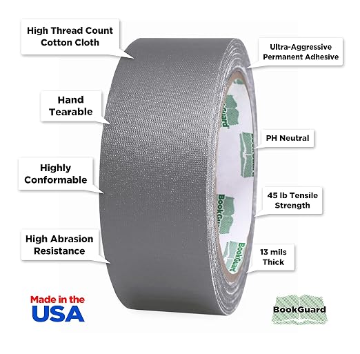 BookGuard 1-1/2 Inch Vinyl-Coated Cotton Cloth Bookbinding Repair Tape - Image 2