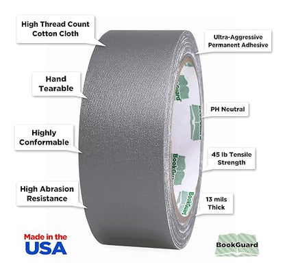 BookGuard 1-1/2 Inch Vinyl-Coated Cotton Cloth Bookbinding Repair Tape - Image 2