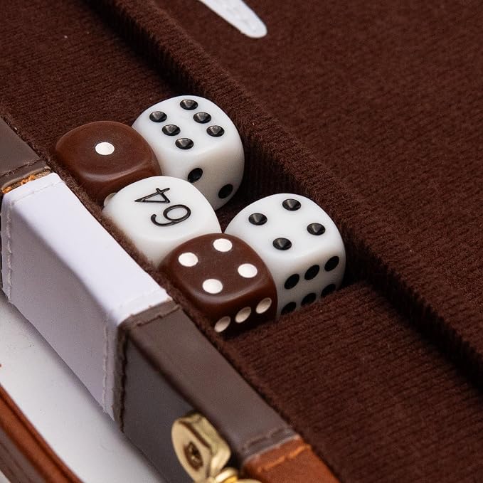 Backgammon Board Game, Deluxe Leather Like Case, Felt Interior, Classic - Image 8