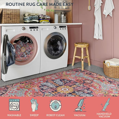 Lahome Bohemian Floral Medallion Area Rug - Image 4
