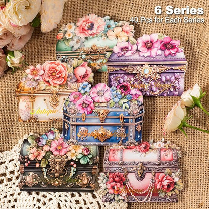 240Pcs PET Scrapbook Stickers Vintage Floral Designs - Image 2