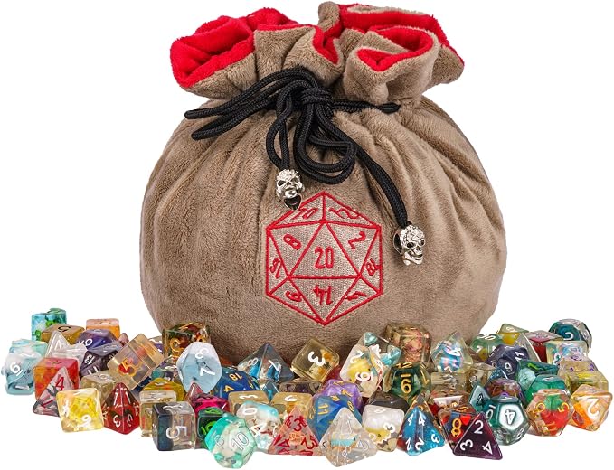 Large Dice Bags D&D with Pockets Khaki Storage Bag D20 Logo by KSNDie