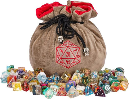 Large Dice Bags D&D with Pockets Khaki Storage Bag D20 Logo by KSNDie