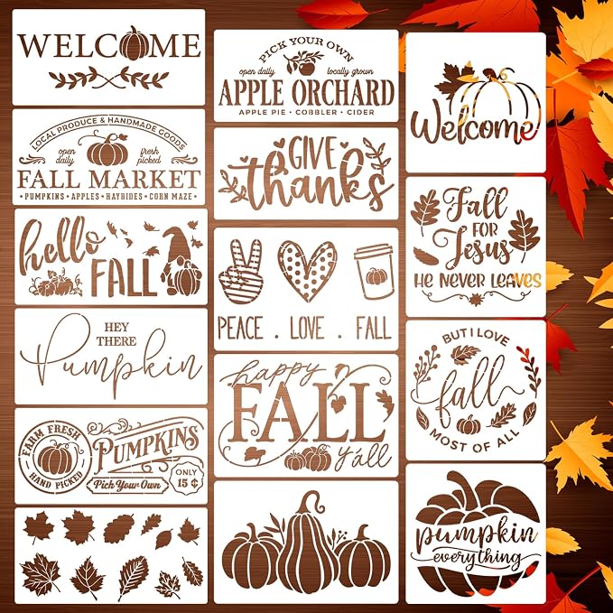 Fall Stencils for Painting on Wood Pumpkin Stencil Thanksgiving Stencils for by SUNVERSE