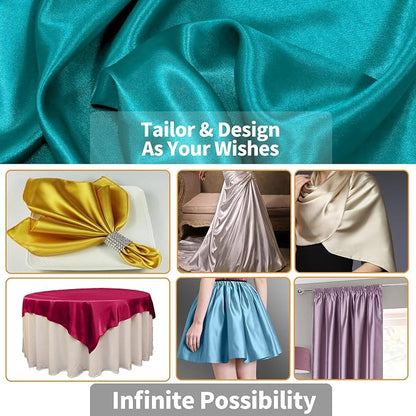 RUDONG M Teal Satin Fabric by The Yard, 5 Yard x 60 Inch Wide Silky Charmeuse - Image 4