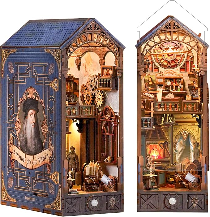 Tonecheer DIY Book Nook Kit for Adults, 3D Puzzle Wooden Miniature House Kit by Tonecheer
