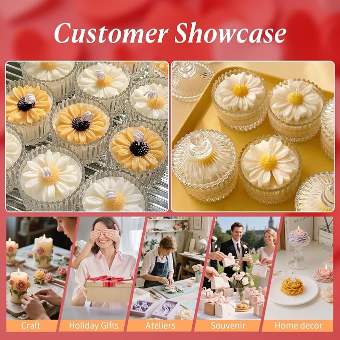 2Pcs Flower Daisy Valentine Silicone Candle Making molds Silicone Flower Shapes - Image 2