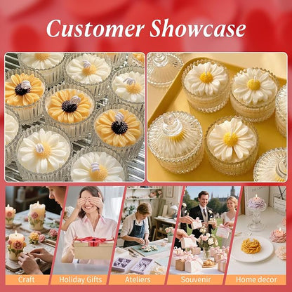 2Pcs Flower Daisy Valentine Silicone Candle Making molds Silicone Flower Shapes - Image 2