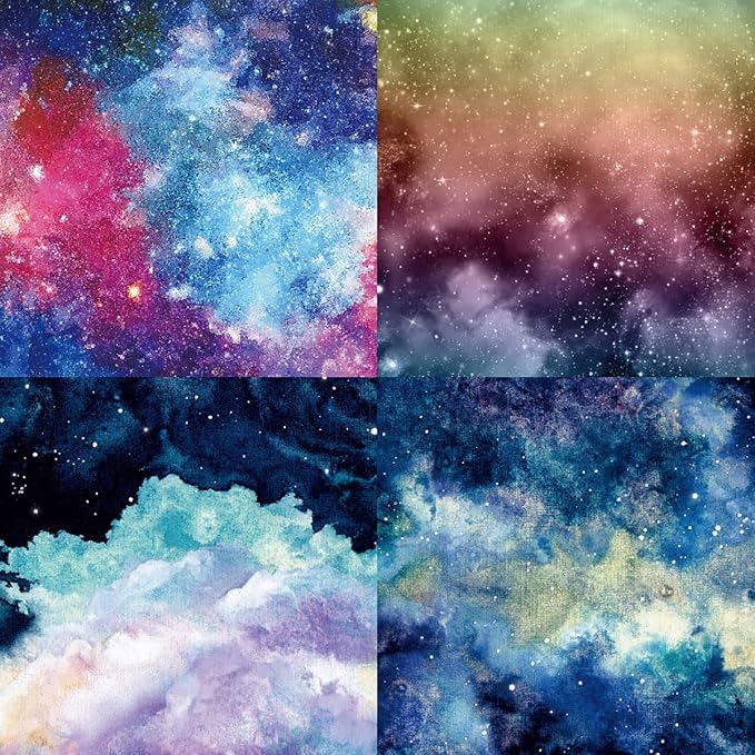 YASMEN Scrapbook Paper Pad, 24 Sheets Celestial Themed Mixture Colored Paper - Image 4