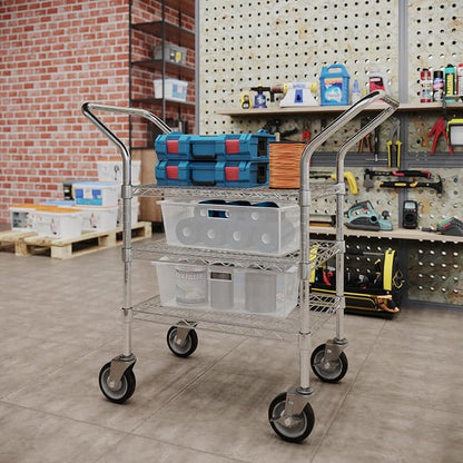 18" W x 24" L x 36" H Chrome Heavy Duty Utility Cart | 3-Tier | NSF Commercial - Image 4