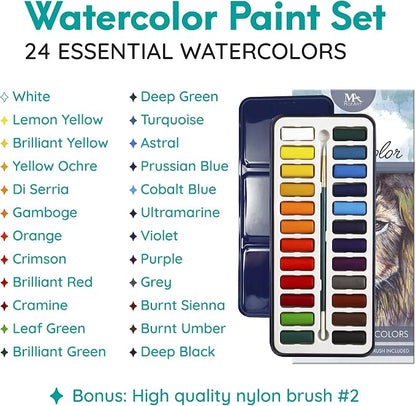 MozArt Supplies Watercolor Paint Essentials Set - Image 3