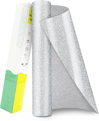 ASIMEROD Silver Glitter Heat Transfer Vinyl Rolls- 12" x 10ft. Silver Glitter by Unknown
