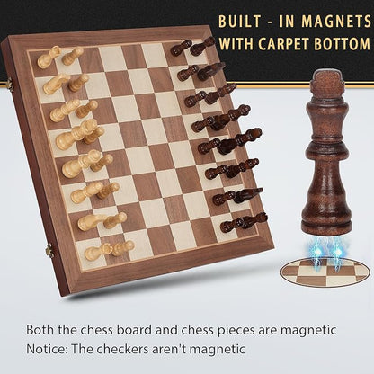 2 in 1 Magnetic Chess Set & Checkers Board Game, Portable Travel Chess Set - Image 3