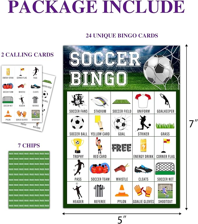 Soccer Bingo Game, Soccer Party Games Bingo Cards - Image 2