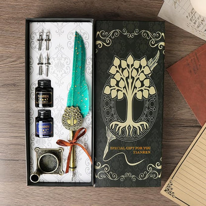 Feather Pen and Ink Set, quill pen ink set, Antique Calligraphy Pen - Image 5