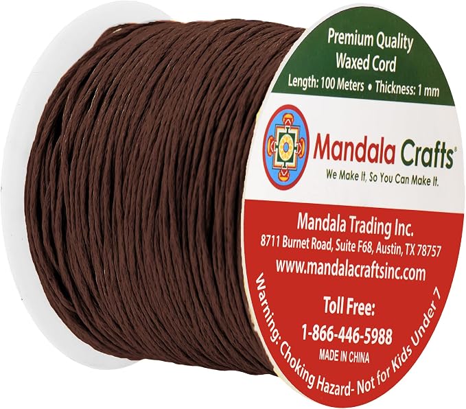 Mandala Crafts 1mm 109 Yards Chocolate Brown Cotton Waxed Cord - Image 2
