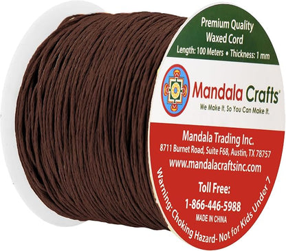 Mandala Crafts 1mm 109 Yards Chocolate Brown Cotton Waxed Cord - Image 2