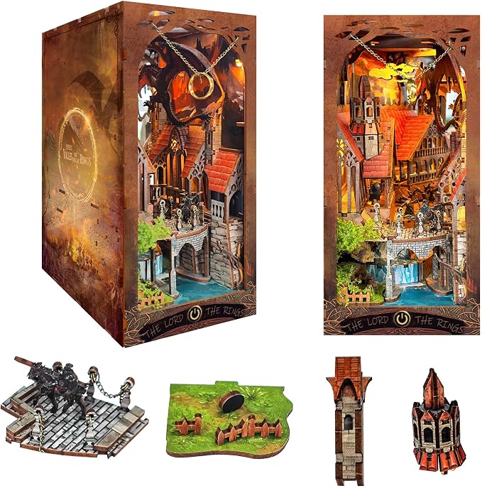 Magic Ring Book Nook Kit with Dust Cover & LED Light, DIY Miniature House Kit by VakiVaki-Specializinginthedesignandproductionofwoodenminiatures
