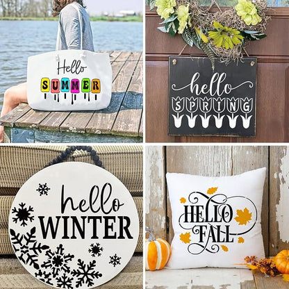 9 Pcs Welcome Stencils for Painting on Wood Reusable Round Home Sweet Home - Image 7