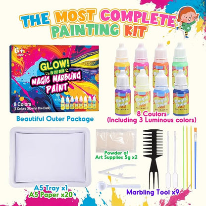 Glow Water Marbling Paint for Kids, Arts and Crafts Crafts for Kid Age 6-12 - Image 4