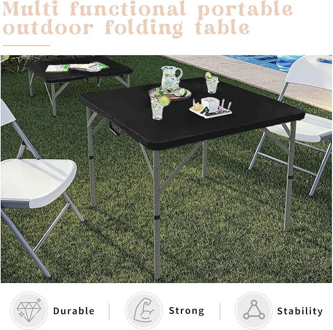 34" Square Folding Table, Party Use, HDPE Plastic Tabletop - Image 6