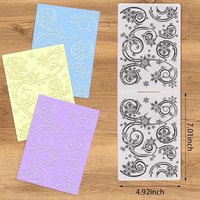 Threetols 3-D Textured Christmas Embossing Folder, Snowflake Background - Image 2