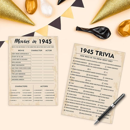 80th Birthday Party Games, Born in 1945 Games Bundle, Birthday Party Supplies - Image 5