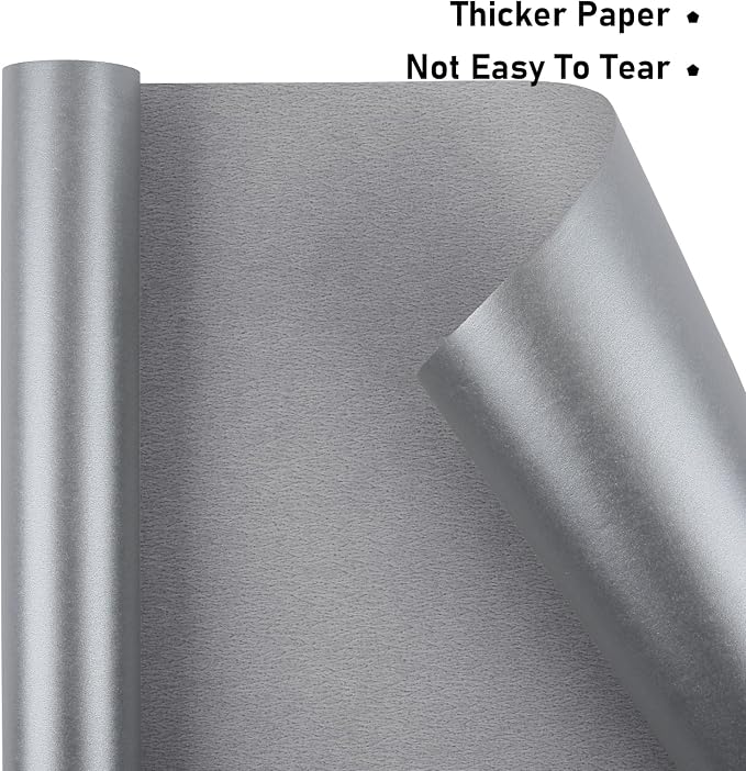 NESCCI Silver Matte Wrapping Paper, Solid Color Pearly-Lustre Paper, Gift - Image 2