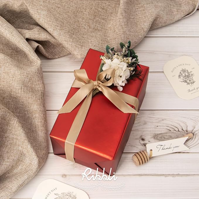 Ribbli Champagne Gold Satin Ribbon Double Faced Satin 1/2 Inch x Continuous 100 - Image 2