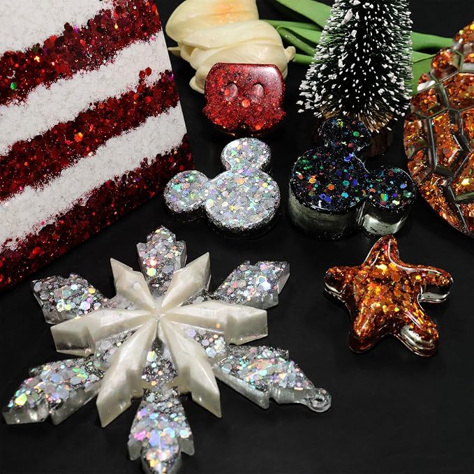 Ceya Holographic Chunky Glitter, 1 LB/ 16OZ Laser Red Bulk Craft Glitter Mixed - Image 6