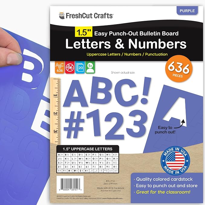 FreshCut Crafts 636 Pcs 1.5 in. Purple Bulletin Board Letters & Numbers by FreshCutCrafts